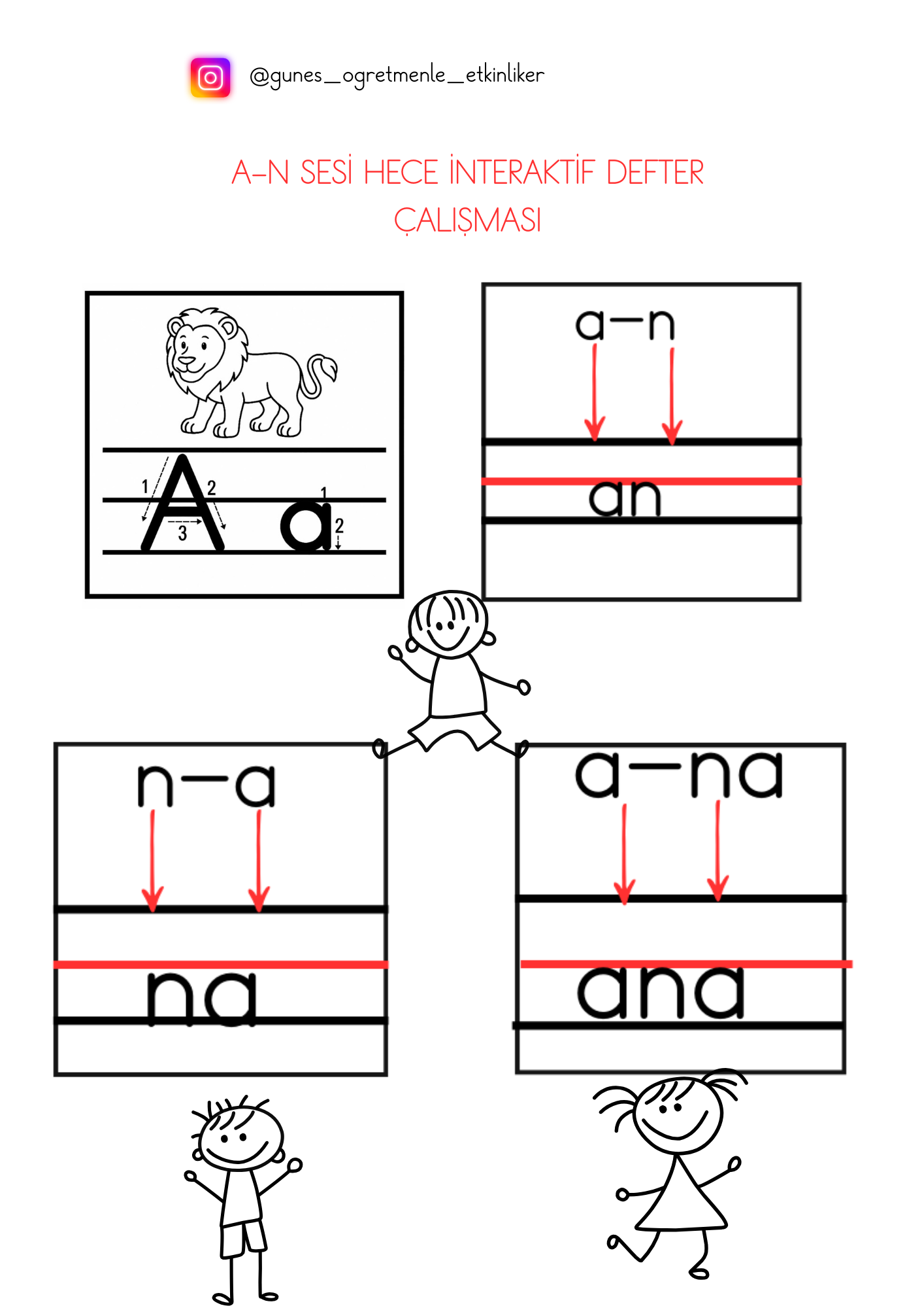 1. Sınıf İlk Okuma Yazma a_n sesi interaktif defter çalışması