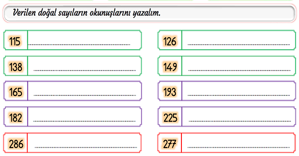 3. Sınıf Matematik Üç Basamaklı Doğal Sayılar Okuma ve Yazma-4