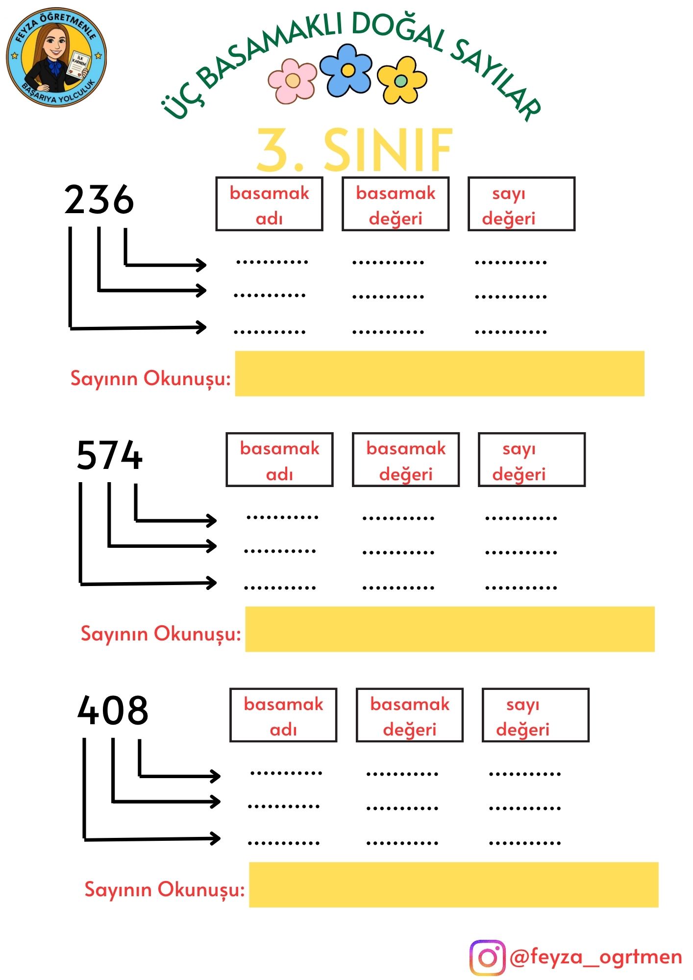 3. Sınıf Matematik Basamak ve Sayı Değeri Etkinliği