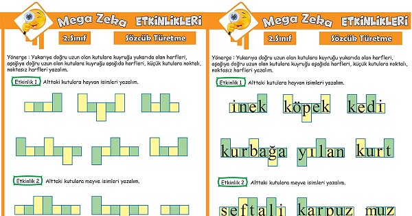 2. Sınıf Mega Zeka Etkinliği - Sözcük Türetme