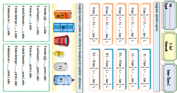 3. Sınıf Matematik Sıvıları Ölçme (Litre)-2