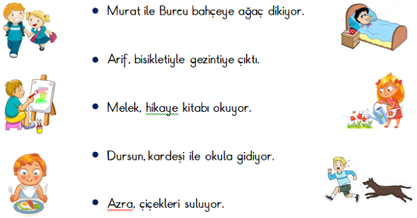 1. Sınıf Türkçe Cümle Çalışması Etkinliği 1