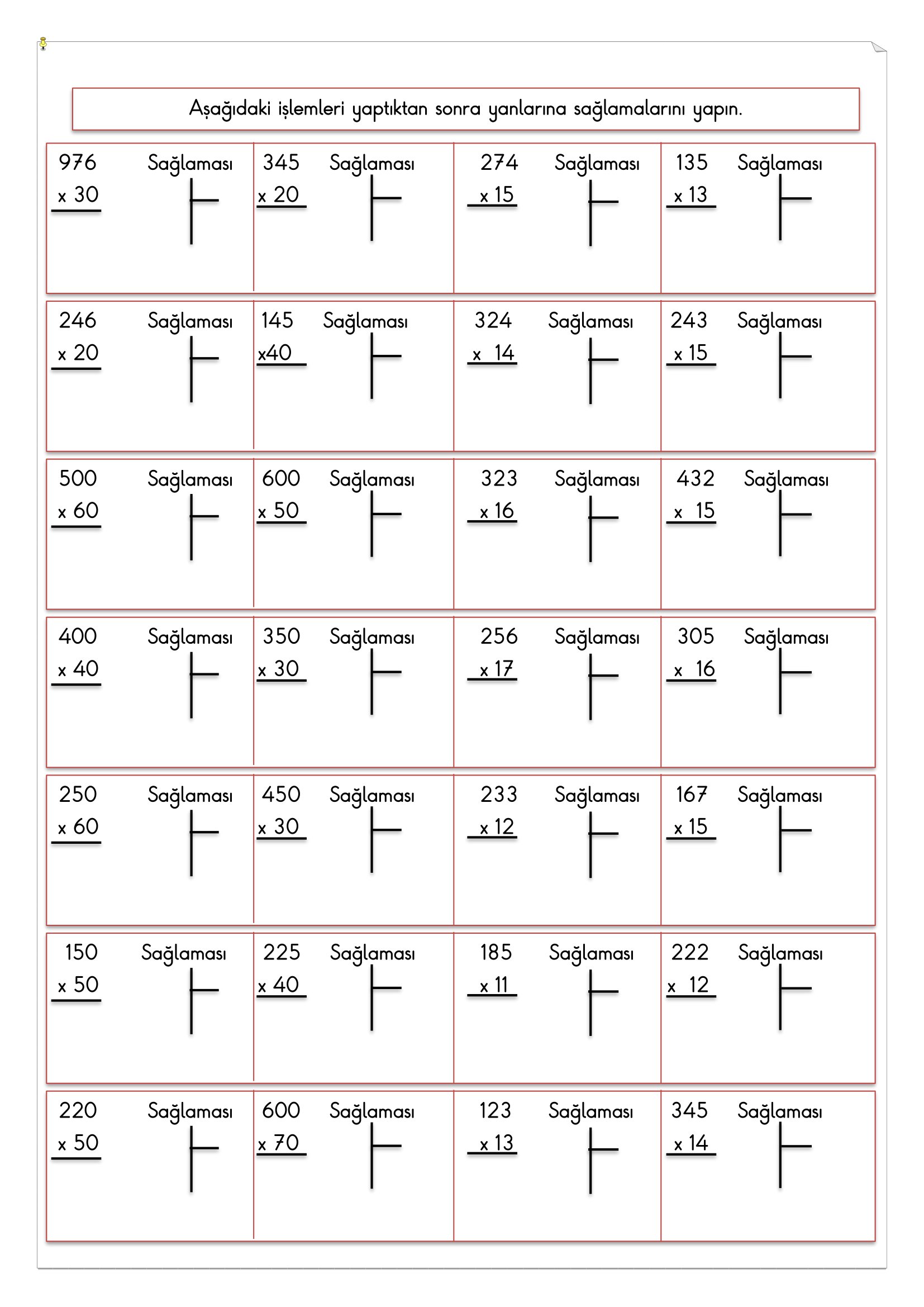 4. Sınıf - Matematik Bölme ile Çarpma Arasındaki İlişki Etkinliği