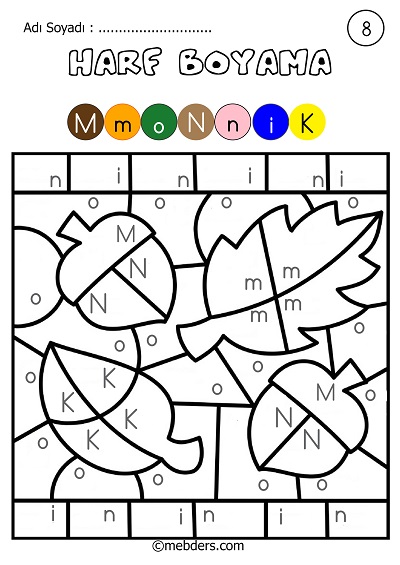 1. Sınıf İlkokuma Harf Boyama Etkinliği (M Sesine Kadar)