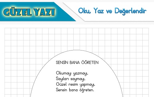 Şiir oku yaz değerlendir etkinliği - Sensin Bana Öğreten