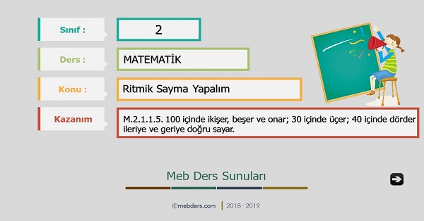 2. Sınıf Matematik Ritmik Sayma Yapalım Sunusu