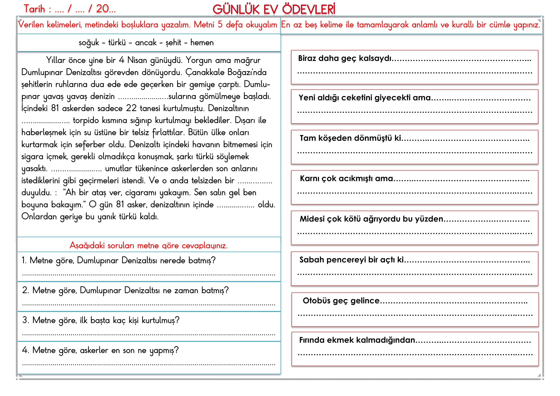 2. Sınıf 08 Nisan 2025 Günlük Ev Ödevi