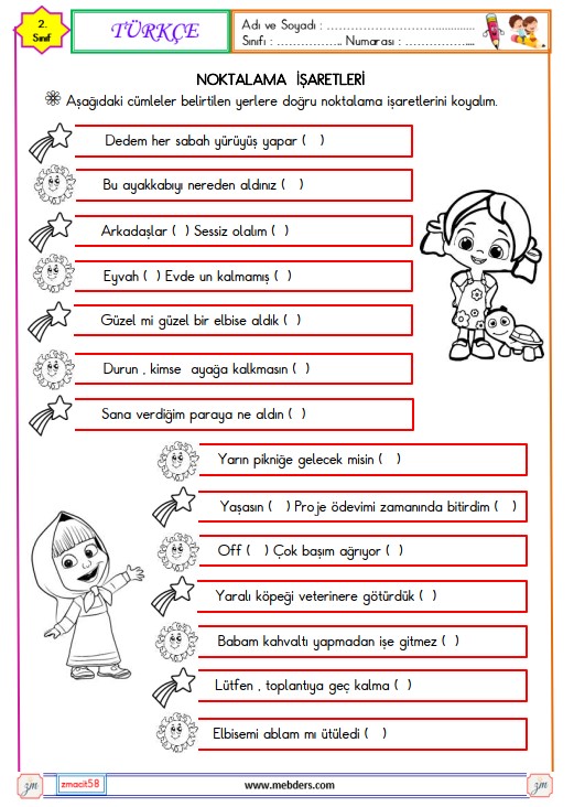2. Sınıf Türkçe Noktalama İşaretleri Etkinliği 2