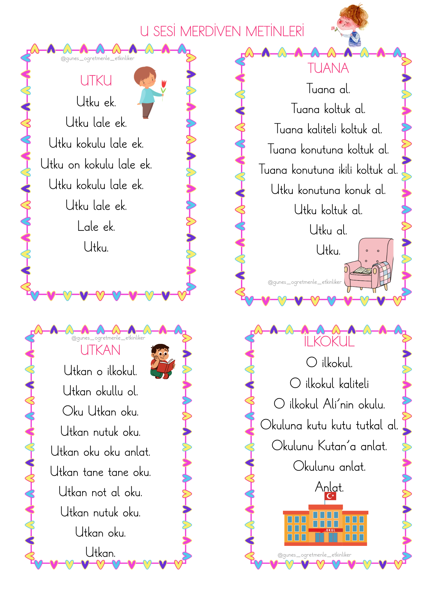 1. Sınıf U Sesi Hızlı Okuma Metinleri