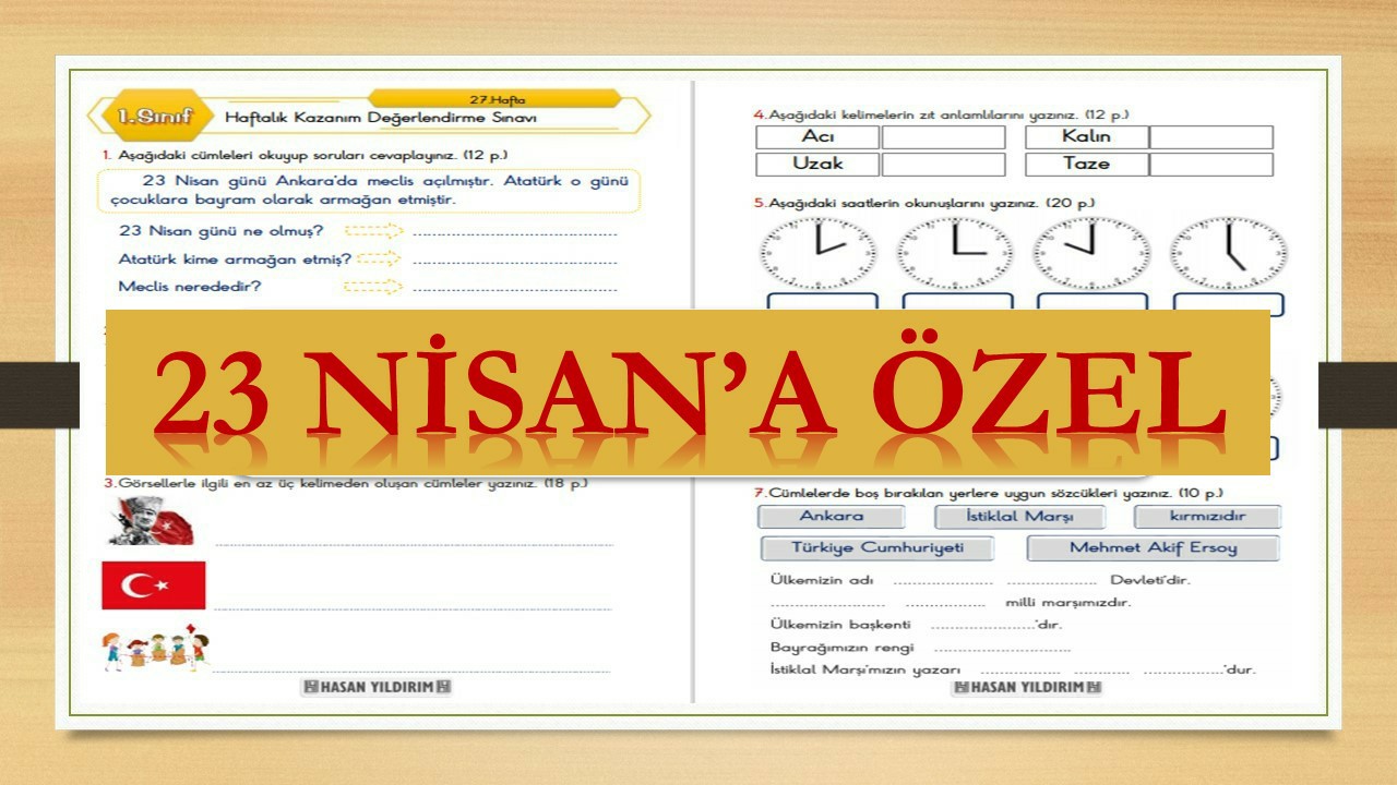 1. Sınıf Haftalık Değerlendirme Sınavı-27.Hafta(19-22 Nisan)