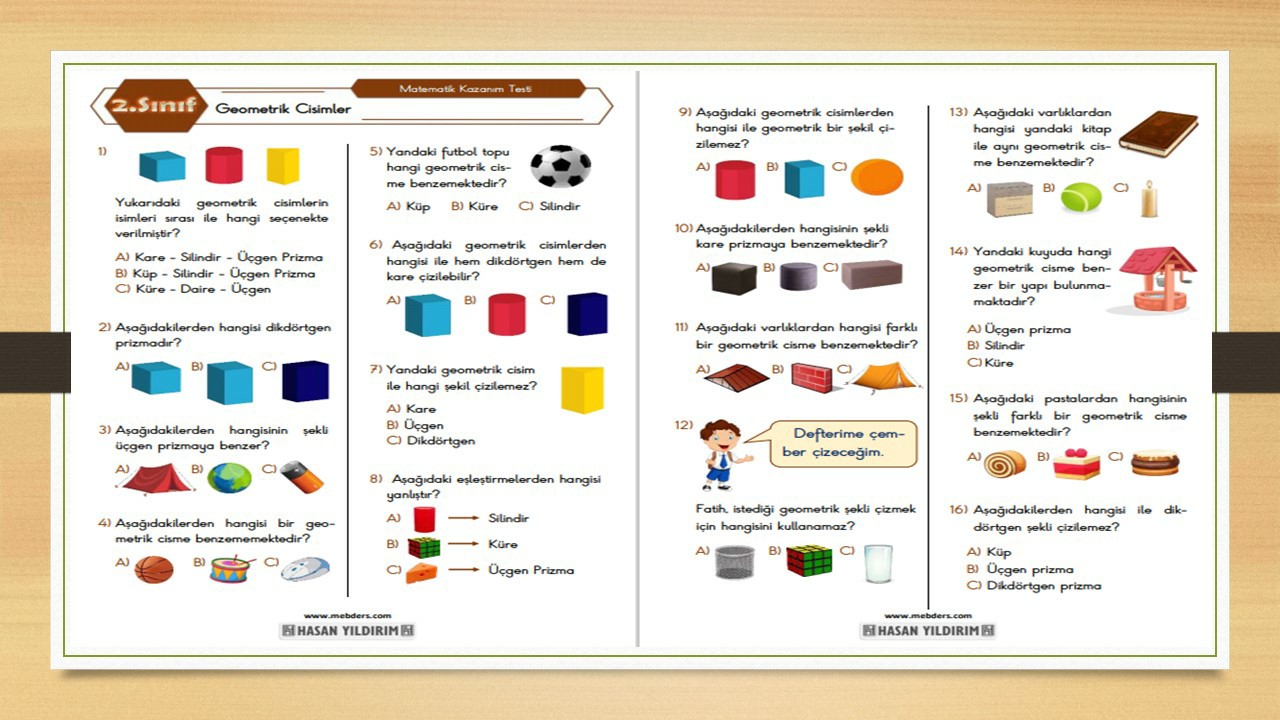 2. Sınıf Matematik Geometrik Cisimler Testi