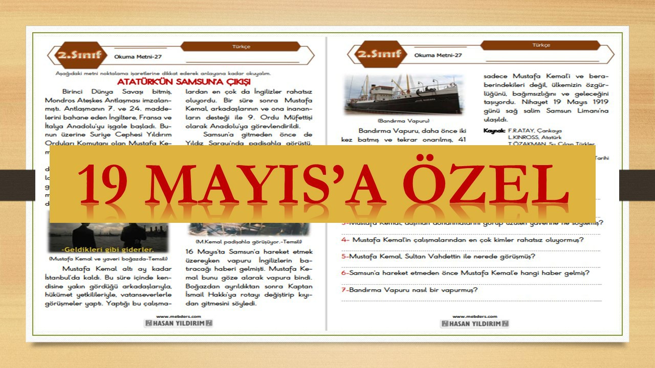 2. Sınıf Türkçe Okuma Metni-27 (Atatürk\'ün Samsun\'a Çıkışı)