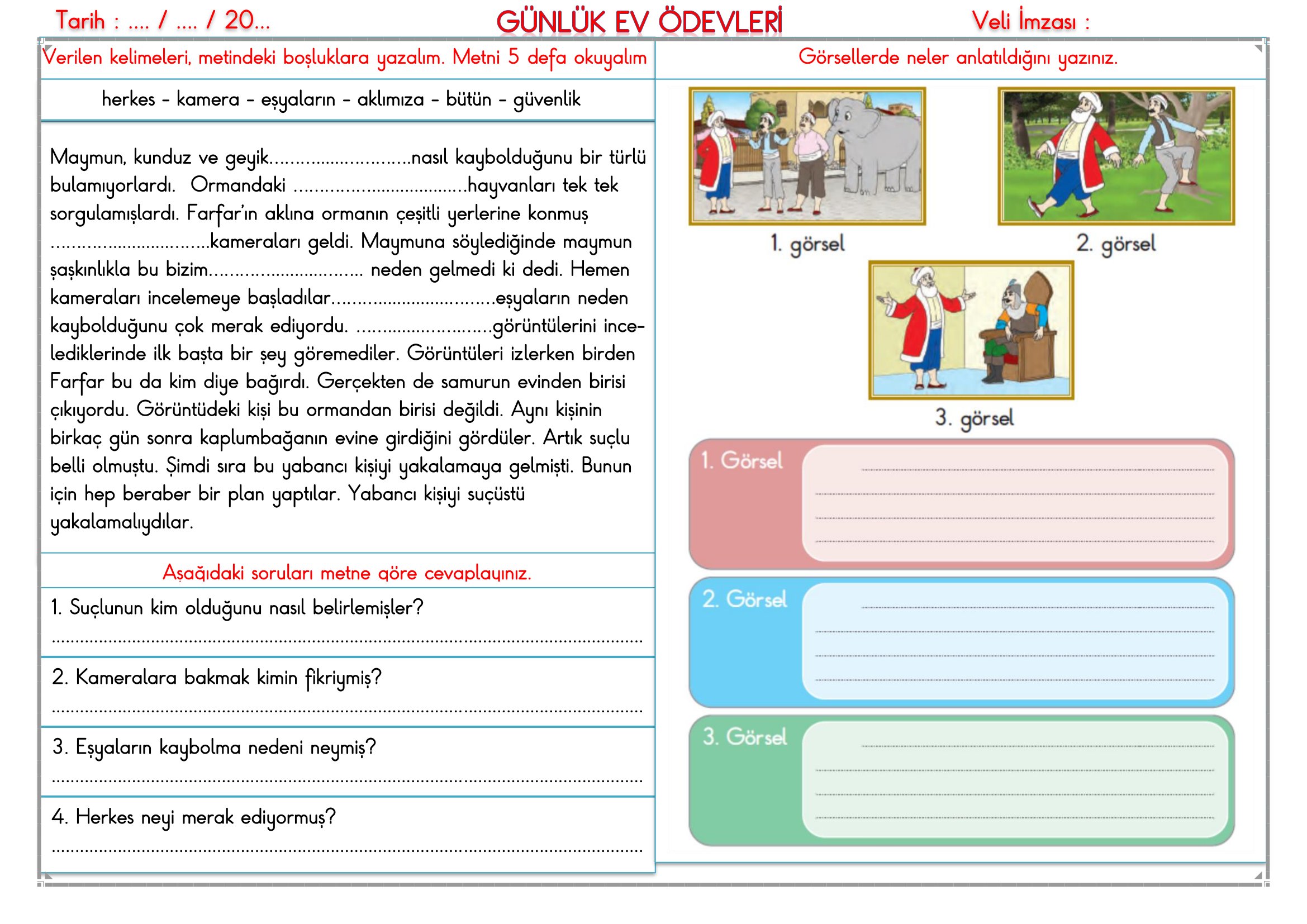 2. Sınıf - 03 Şubat 2026 Günlük Ev Ödevleri