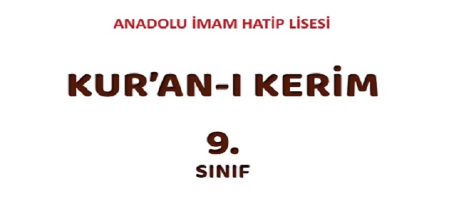 2023-2024 Eğitim Öğretim Yılı 9. Sınıf Kur’an-ı Kerim Ders Kitabı-Meb Yayınları