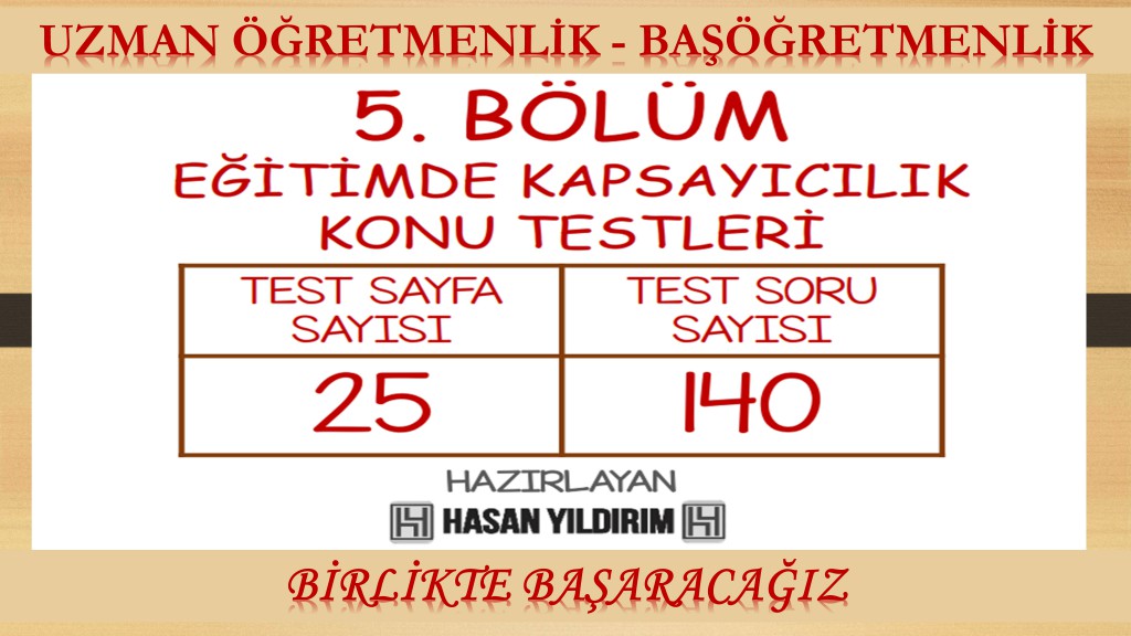 Uzman Öğretmenlik ve Başöğretmenlik Konu Testleri - 5. Bölüm (Tek PDF)