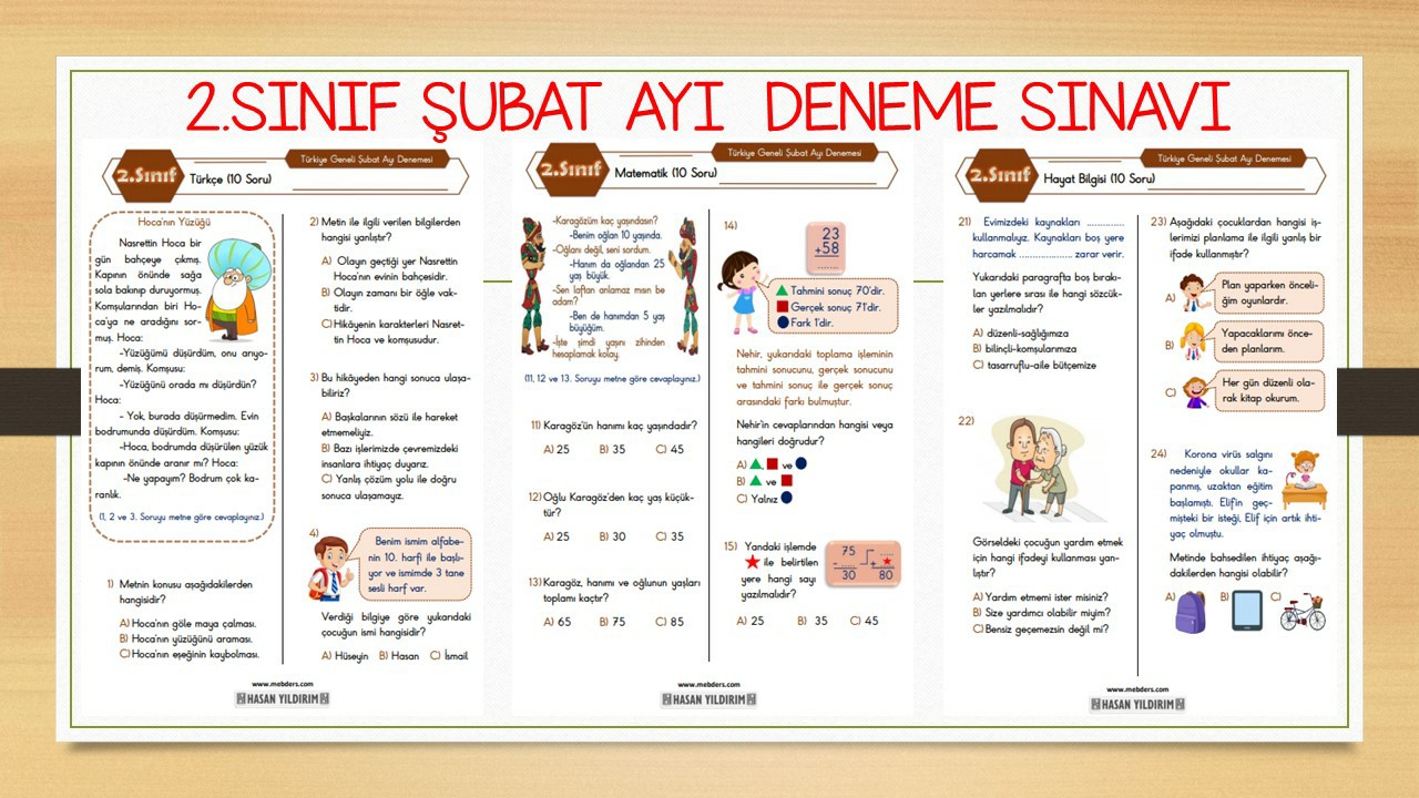 2. Sınıf Şubat Ayı Deneme Sınavı (PDF)
