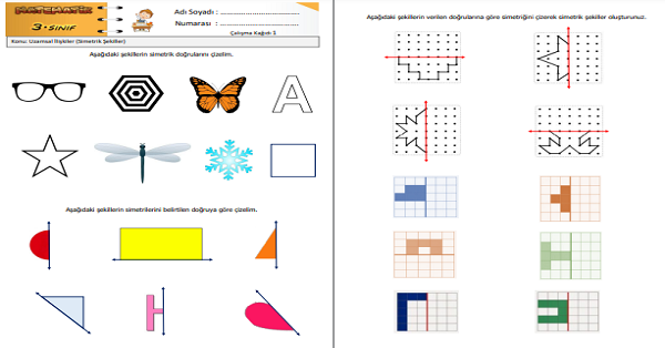 3. Sınıf Matematik Uzamsal İlişkiler (Simetrik Şekiller) Etkinliği 1