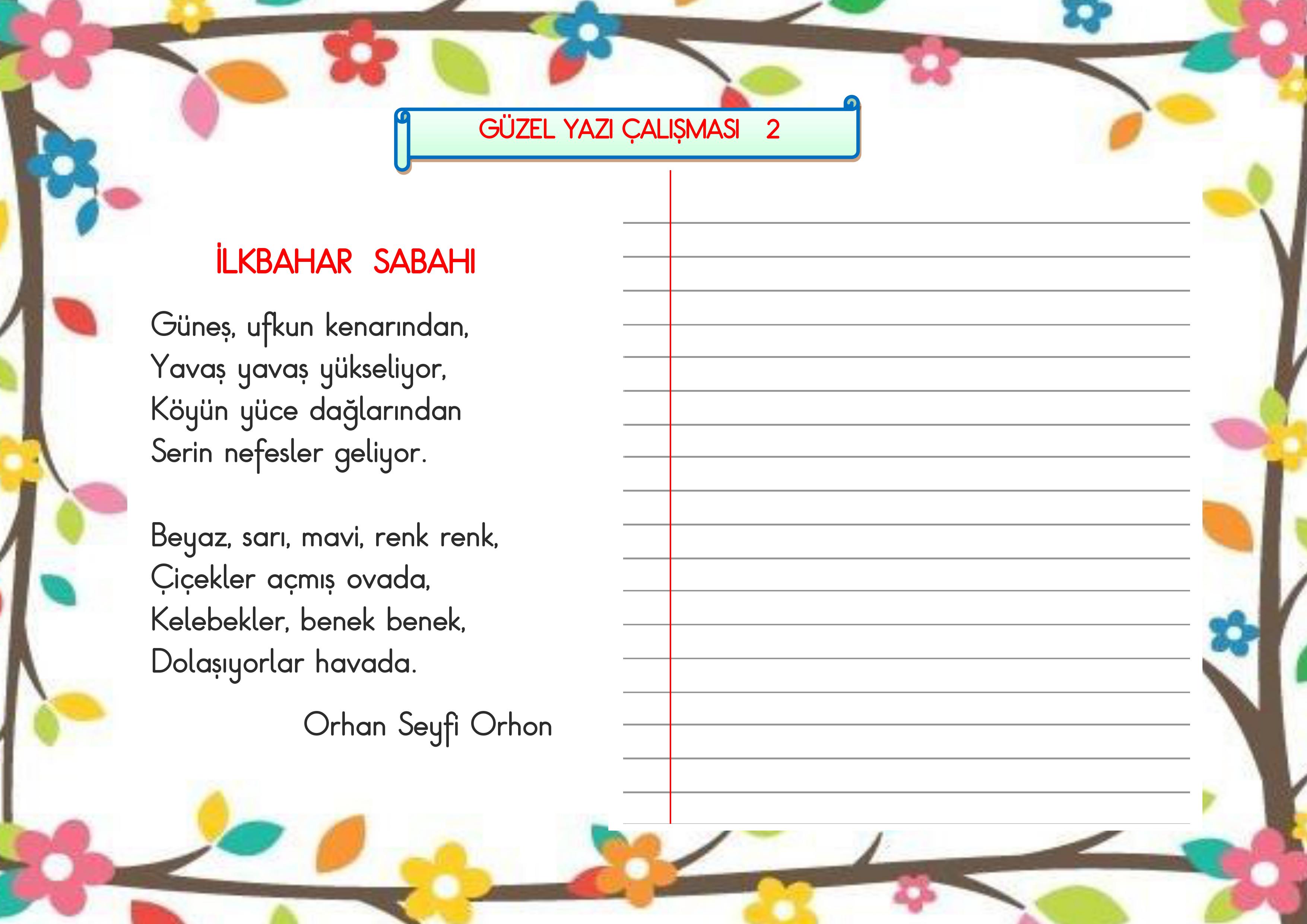 1. Sınıf Türkçe Güzel Yazı Çalışması 2