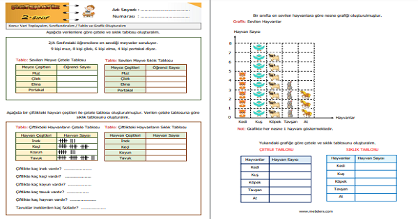 2. Sınıf Matematik Tablo ve Grafik Oluşturalım (Veri Toplama) Etkinliği 1