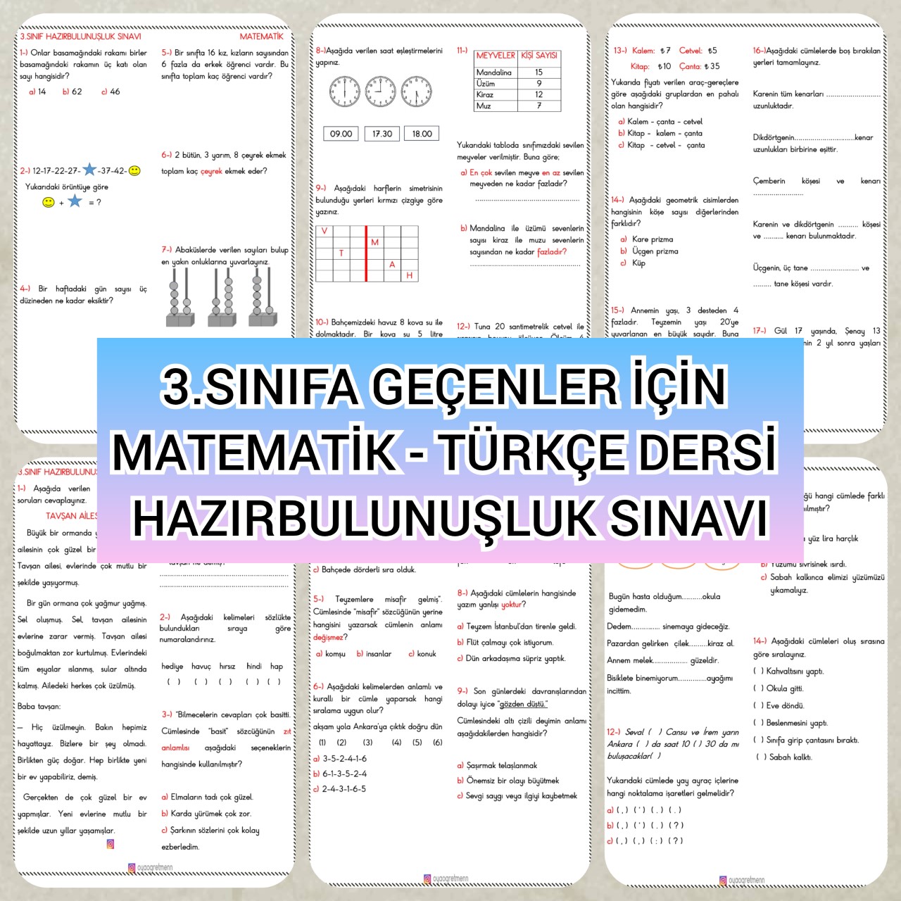 3. SINIFA GEÇENLER İÇİN HAZIRBULUNUŞLUK SINAVI