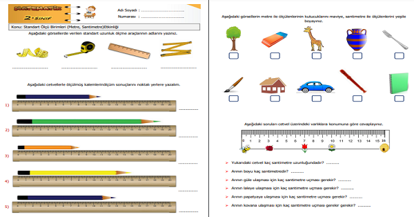 2. Sınıf Matematik Uzunluk Ölçüleri (Standart Ölçü Birimleri Metre Santimetre) Etkinliği 1