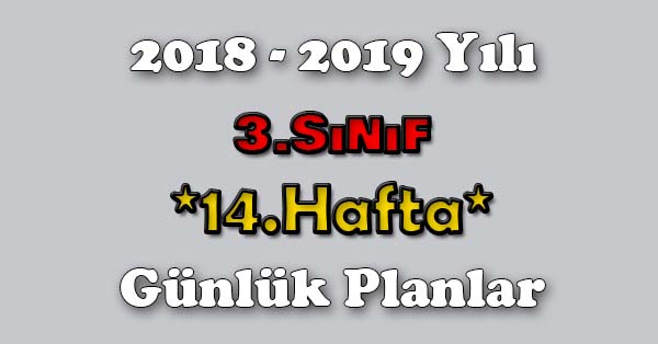 2018 - 2019 Yılı 3. Sınıf Tüm Dersler Günlük Plan - 14.Hafta