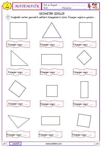 3. Sınıf Matematik Geometrik Şekiller Etkinliği 4