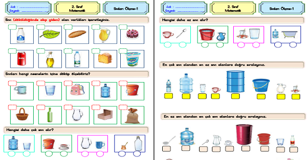 2. Sınıf Matematik Sıvıları Ölçme Etkinliği-1