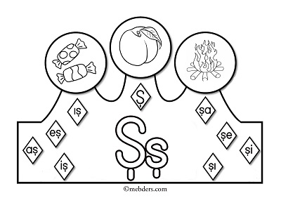 1. Sınıf İlkokuma Harfli Taçlar - Ş Sesi