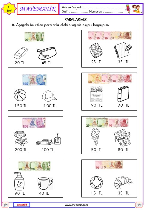 2. Sınıf Matematik Para ile İlgili Problemler Etkinliği 18
