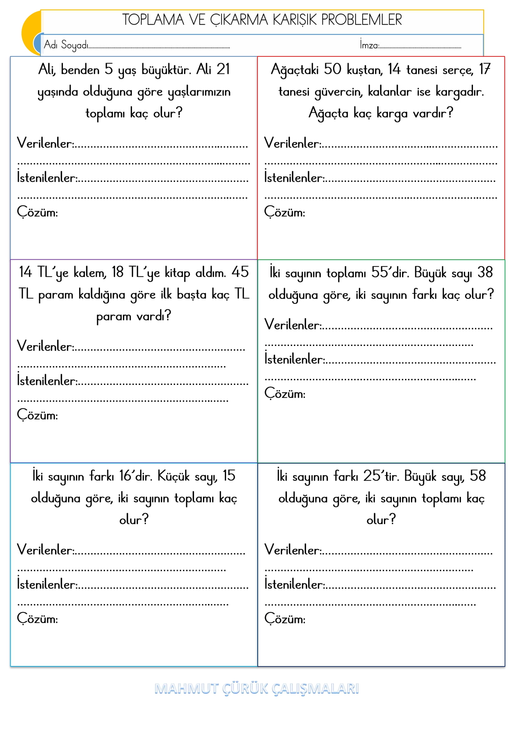 2. Sınıf - Matematik - Toplama ve Çıkarma Karışık Problemler-4