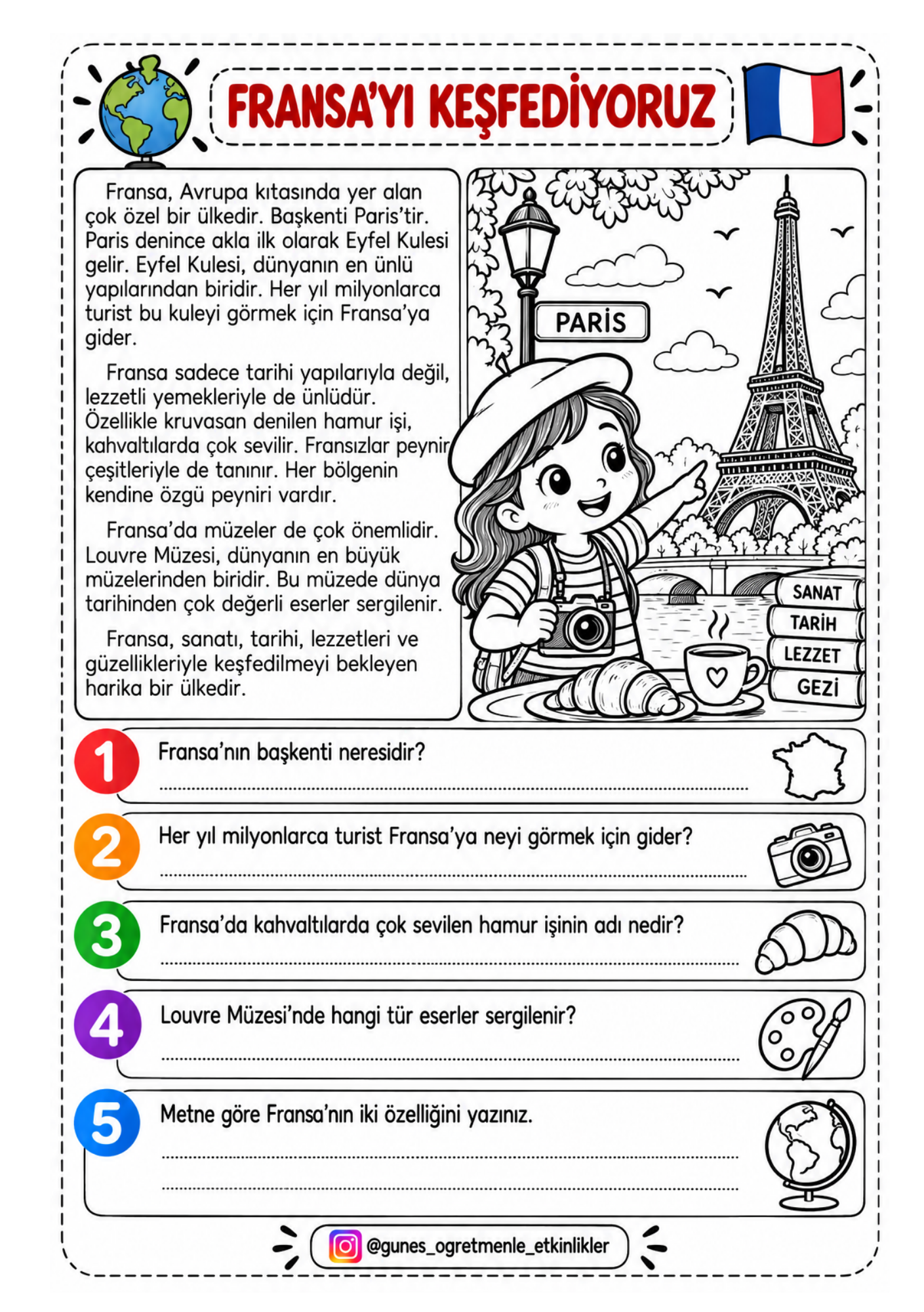 2.Sınıf Türkçe Ülkeleri Keşfediyoruz Okuma Anlama Metinleri
