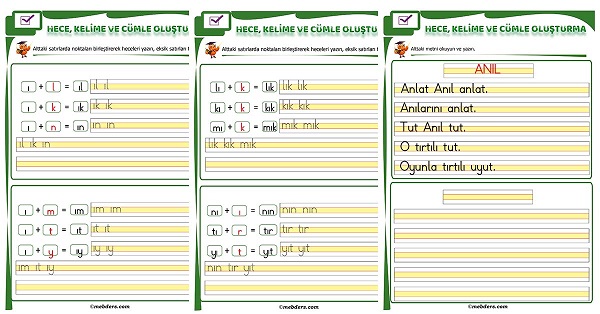 1. Sınıf İlk Okuma I Sesi Birleştirme Etkinliği