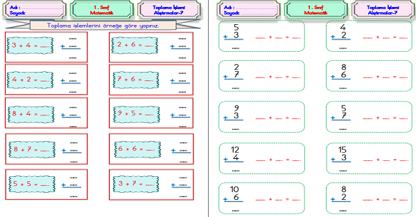 1. Sınıf Matematik Toplama İşlemi-7