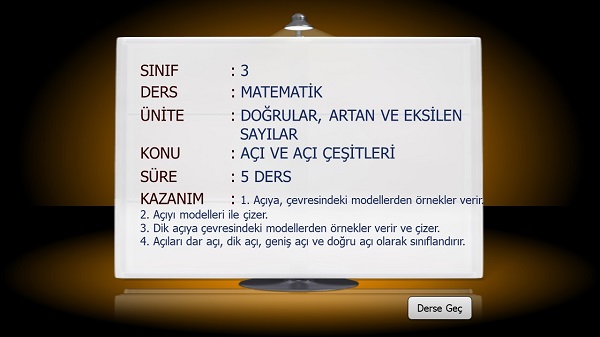 3. Sınıf Matematik Açı ve Açı Çeşitleri Sunusu