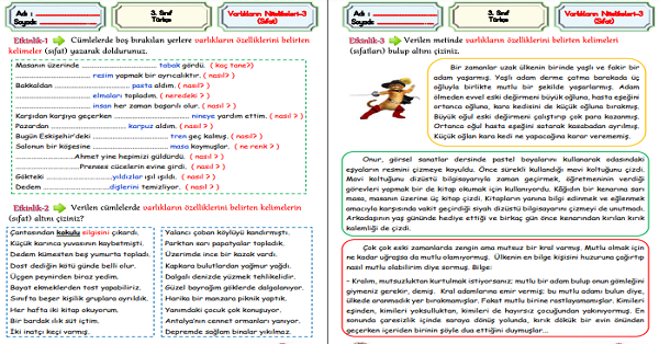 3. Sınıf Türkçe (Ön Ad-Sıfat) Varlıkların Özellikleri-3