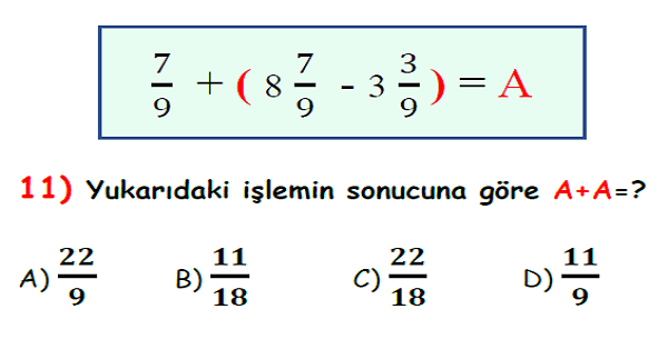 4. Sınıf Matematik Kesirler Yaprak Test-4
