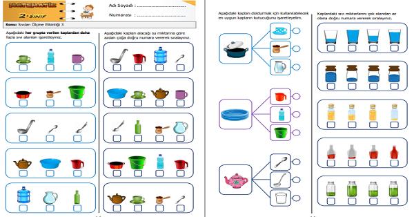 2. Sınıf Matematik Sıvıları Ölçme Etkinliği 3