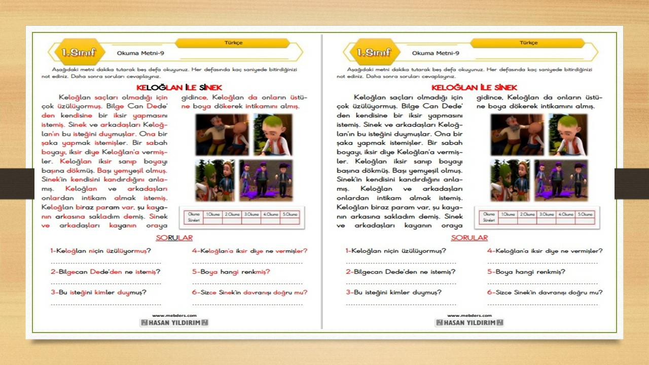 1. Sınıf Türkçe Okuma Metni-9 (Keloğlan ve Sinek)