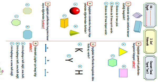 3. Sınıf Matematik Geometri Genel Yaprak Test-3