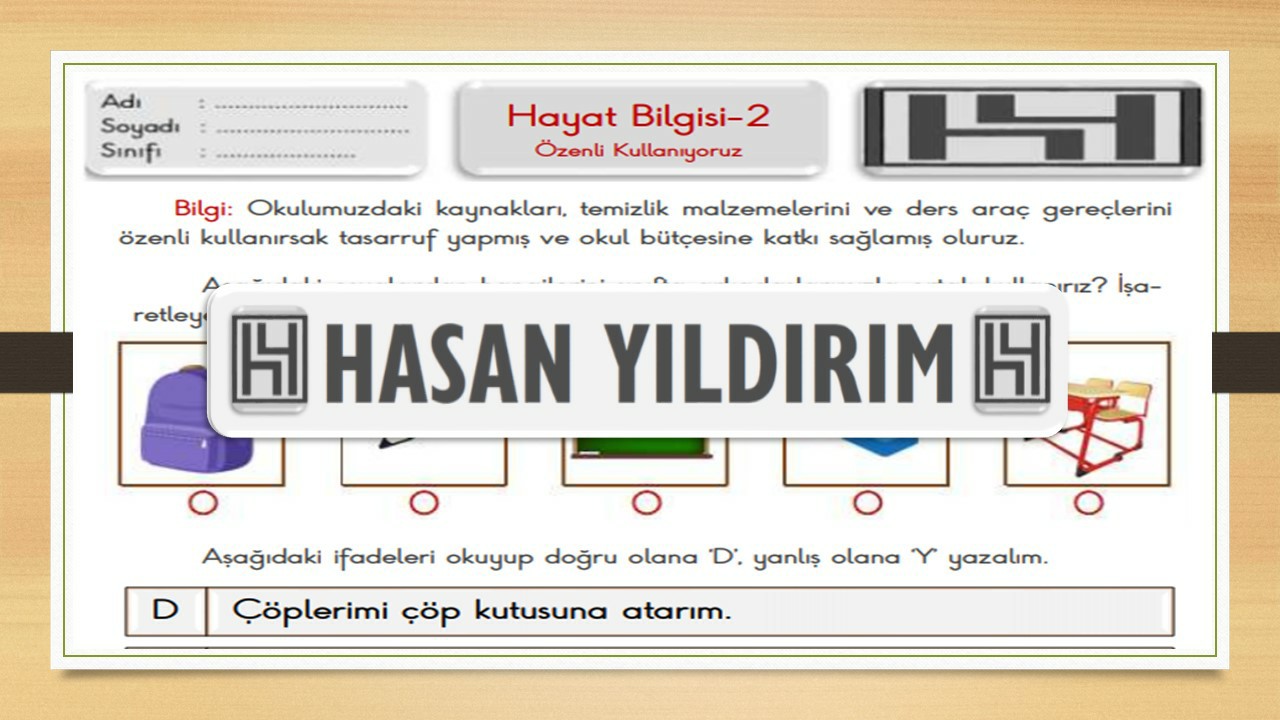 2. Sınıf Hayat Bilgisi Özenli Kullanıyoruz Çalışma Sayfası