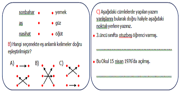 3. Sınıf Türkçe Genel Değerlendirme Etkinliği 3