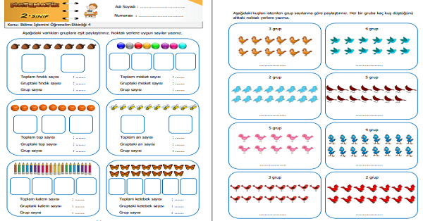2. Sınıf Matematik Bölme İşlemini Öğrenelim Etkinliği 4