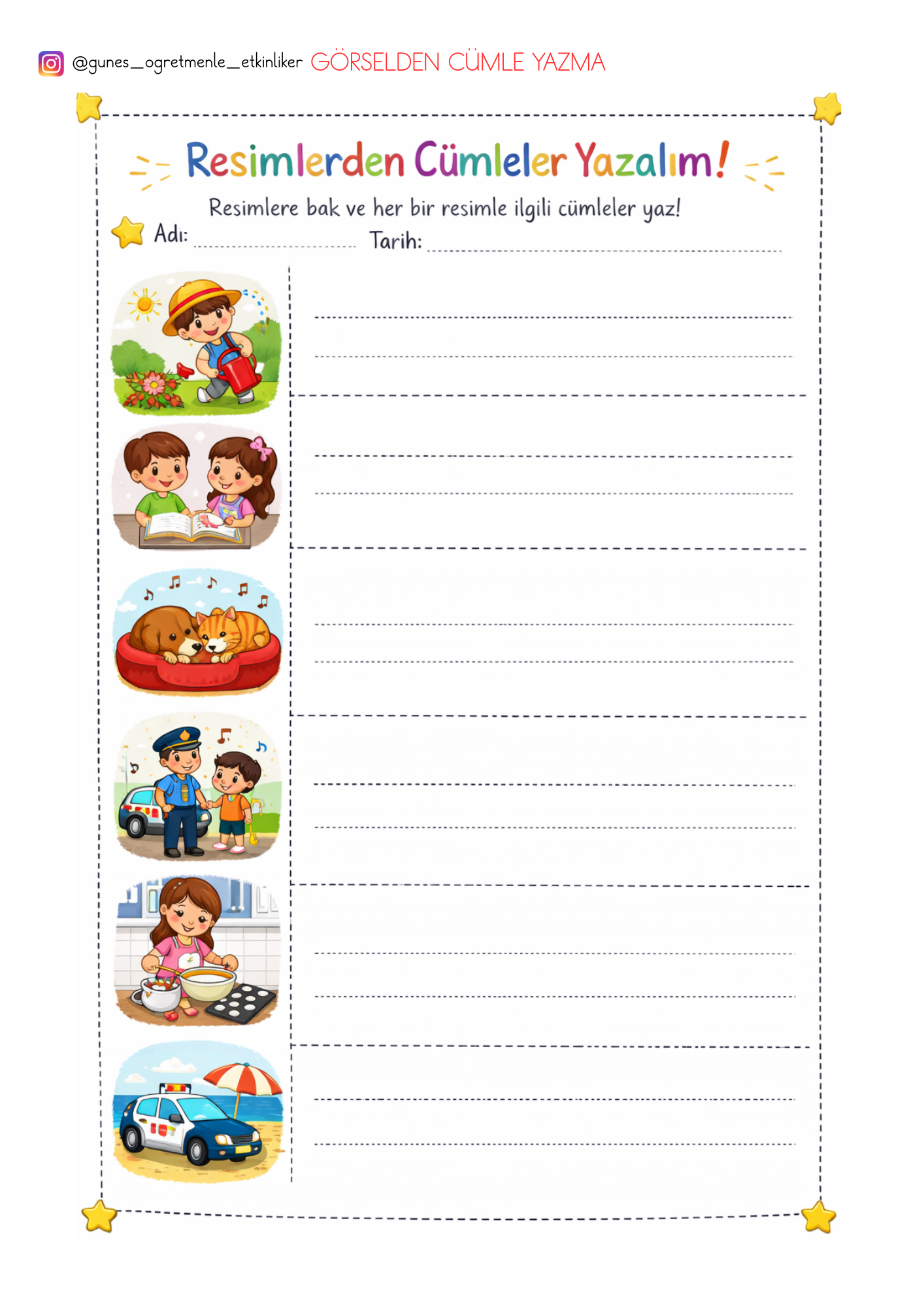 1. Sınıf Türkçe Görsellerden Cümle Oluşturma