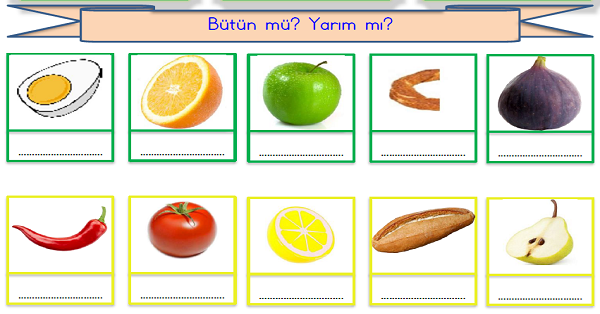 1. Sınıf Matematik Kesirler (Bütün-Yarım)-1