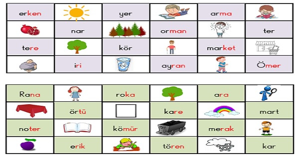 1. Sınıf İlk Okuma Yazma R-r Sesi Okuma Tombalası