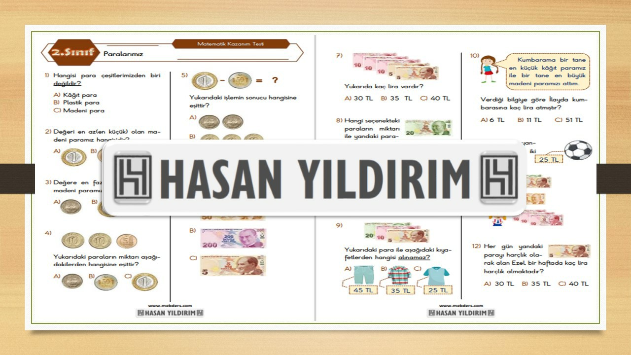 2. Sınıf Matematik Paralarımız Testi
