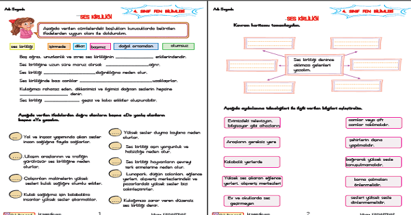 4. Sınıf Fen Bilimleri Ses Kirliliği Etkinliği 5