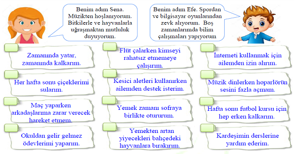 4. Sınıf Sosyal Bilgiler Sorumluluk Üstleniyorum Etkinliği
