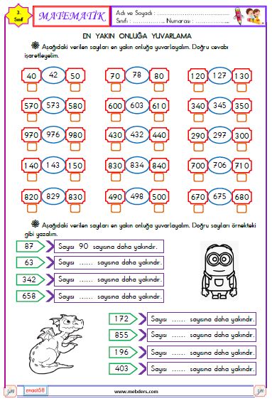3. Sınıf Matematik Onluğa Yuvarlama Etkinliği